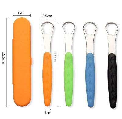 China High Quality Personal Care Stainless Steel Tongue Scraper Remover With Case for sale