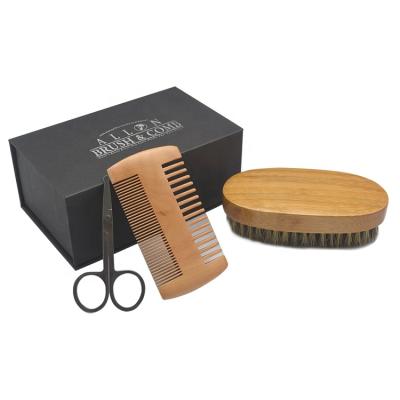 China Men's Beard Sweep The Most Popular Beard Grooming Kit Scissors Straighten Brush Wood Comb For Men for sale