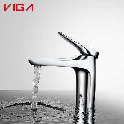 China Metered Faucets Deck Mounted Water Mixer Tap Bathroom Nickel Brushed Single Handle Basin Faucet for sale