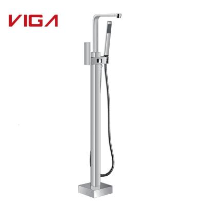 China Brass Floor Mounted Bath Mixer Taps Factory Direct Position Faucet Floor Mounted Bathtub Faucet for sale