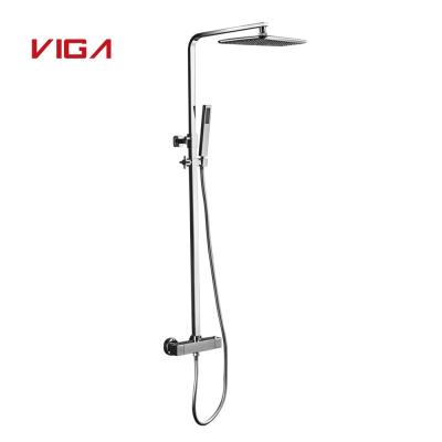 China Metered Faucets China Factory Square Thermostatic Shower Set Brass European Shower Bathroom Faucet for sale