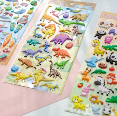 China Original Early Childhood Animal Cognitive Education Dinosaur Airplane Mermaid Cartoon Sticker Nekoni Design Puffy 3D Stickers for sale