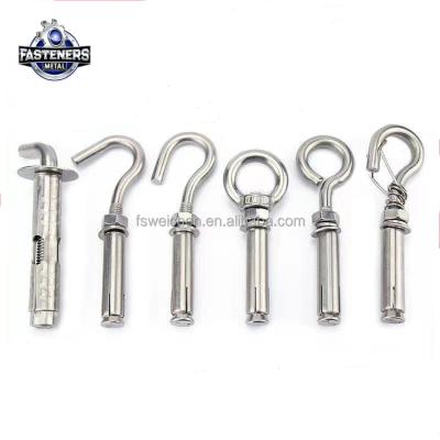 China Stone Fixed to Block Wall 304 Stainless Steel 316 Concrete Hollow Solid Sleeve Anchor Closed Hook Eye Bolt Concrete Wall Anchor for sale