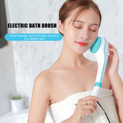 China Long Handle Free Sample USB Rechargeable Electric Bath Brush Waterproof Remove Exfoliate Shower Brush Silicone Massage Body Scrubber for sale