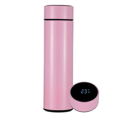 China Sustainable OEM Smart LED Insulated Flask, Stainless Steel Temperature Display Water Bottle With Tea Strainer Travel Mug for sale