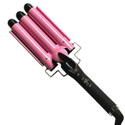 China Hot New Three Barrel Big Ceramic Ionic Wave Hair Curler Hot Sale LCD Hair Curler Roller Styler Auto Curling Iron With Triple Barrel Hair Waver Hair Curler for sale