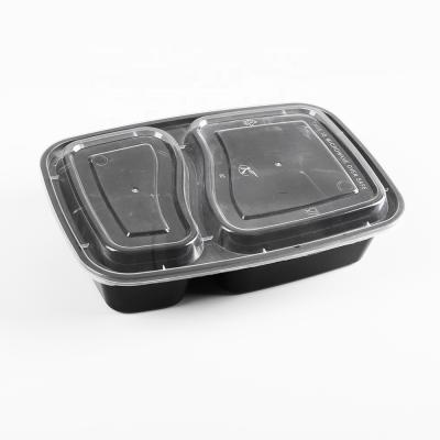 China Sustainable Plastic Fast Food Container Microwave Lunch Box Two Compartment Disposable Food Container for sale