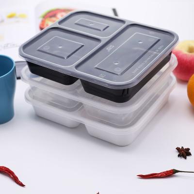 China 3 Compartment Disposable Food Box Disposable Compartmental Oven Food Safe Plastic Disposable Meal Box for sale