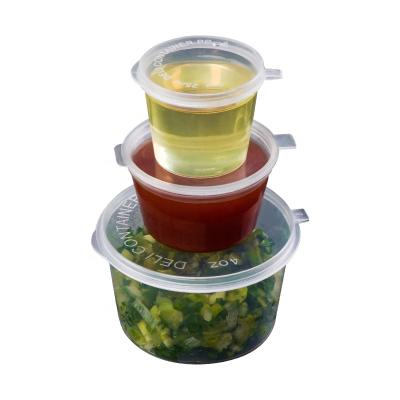 China Cheap Disposable Meal Prep Container Sauce Cup With Lid Plastic Cups With Lids for sale