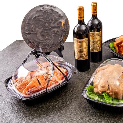 China Disposable high quality pp plastic material take out roast chicken container with clear lid for restaurant packing chicken for sale