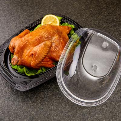 China High quality disposable fried chicken box plastic material take out roast chicken container with clear lid for restaurant for sale