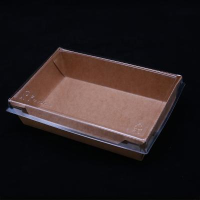 China Eco Friendly Food Container Microwavable Kraft Paper Food Box Microwave Lunch Box with PE Lid for sale