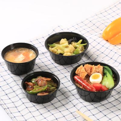 China Tour Microwave Viable Hot Safe Take Out Bento Box Disposable Plastic Soup Bowl With Lid for sale