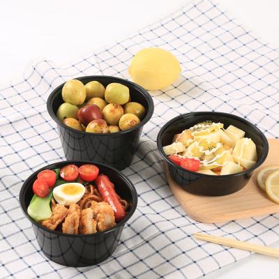 China Sustainable Wholesale Microwave Salad Bowl Round Disposable Plastic Lunch Box With Lid for sale