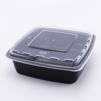 China Disposable Airtight Plastic Food Container Handle Eco-friendly Square Food Container With Lid Disposable Hot Selling Food Box for sale