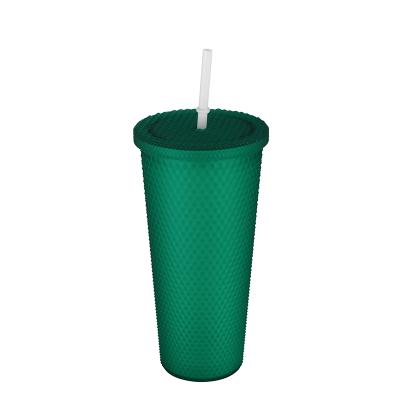 China Durable Plastic Double Wall Tumbler Custom Plastic Tumbler Arm Tumbler With Straw for sale