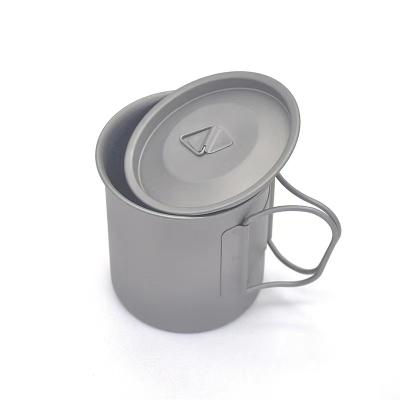 China 450ml Eco - Friendly Folding Cup Titanium Mug Cup Outdoor Camping Handle With Lid for sale