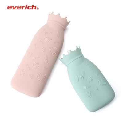 China Tan Fabric Pattern Knit Cover Premium Classic Silicone Hot Water Bottle And Cute Hand Warming Tan Fabric for sale