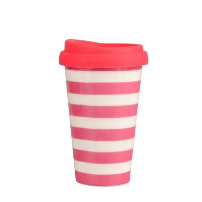 China Everich Disposable Cups For Tea And Coffee 300ml Ceramic Fold Cup With Colorful Cover for sale