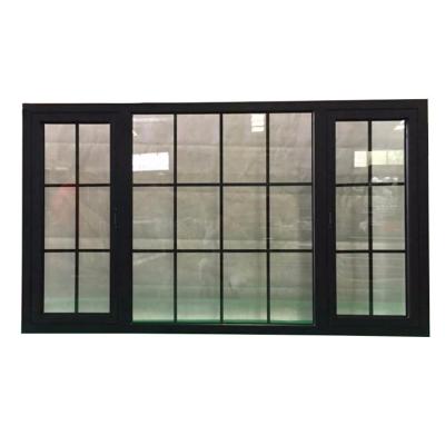 China Dangle Black Metal Lattice Window French Aluminum Framed Casement Windows for sale