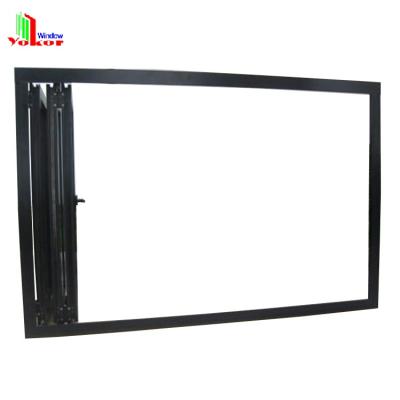 China Magnetic screen black aluminum fold up windows bifold windows exported ftomr China for sale