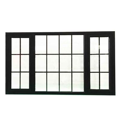 China Swing Lattice Aluminum Black Windows Casement French Window for sale