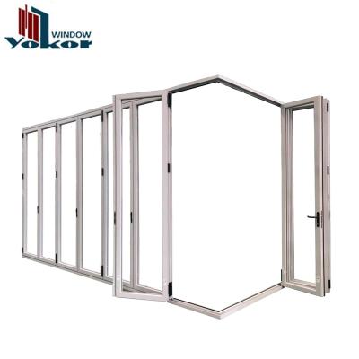 China Factory Price Double Folding Glazed White Aluminum Bi Fold Doors for sale