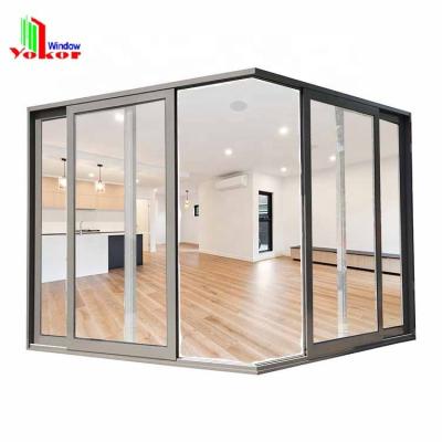 China Sliding Tempered Glass Door Aluminum Sliding Living Room Door Shatterproof Design for sale