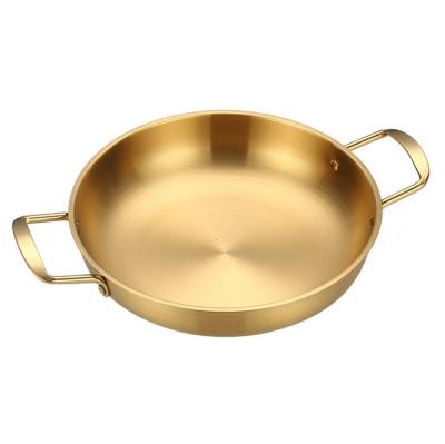 China Silver Paella Pan Mini Frying Pan Noodle Pot Kitchen Cookware Non Viable Gold Stick High Quality 201 Stainless Steel for sale