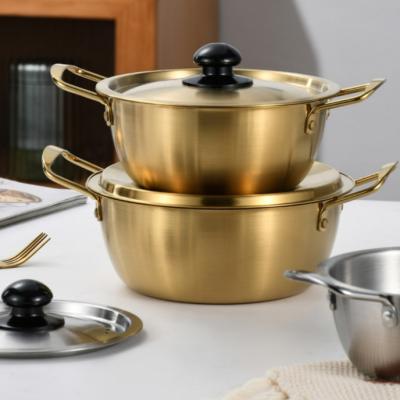 China Stock Pot Seafood Golden Noodle Ramen Stock Pots With Lid Stainless Steel Soup Set Noodle Pot for sale