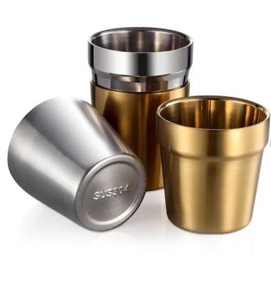 China Sustainable Double Wall Insulated Nespresso Coffee Mug Stainless Steel Espresso Cups Tea Beer Mugs for sale