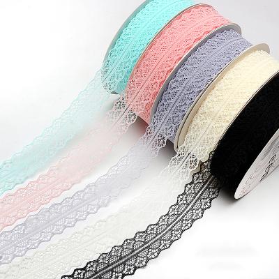 China Gift Flower Floral High Quality Bouquet Packaging Colorful Polyester Soft Lace Ribbon Bow Wedding Ribbons for sale