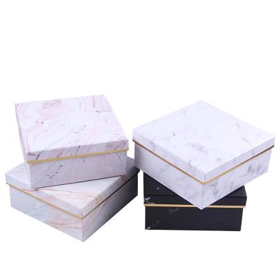 China Recyclable Marble Flower Packaging Box Square Shaped Gift Box Flower Arrangement Gift Box for sale