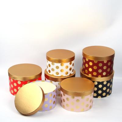 China Recyclable High Quality Luxury Romantic Paper Gift Wrapping Round Wedding Dot Packaging Box Cylinder Rose Flower Box for sale