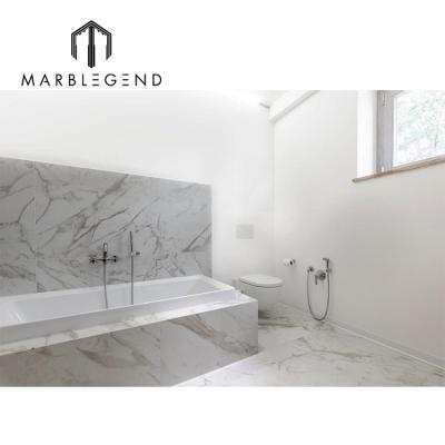 China Modern Luxury Interior Decor Natural Stone Polished Italy Flooring Classic White Marble Slabs Carrara Marble For Villa for sale