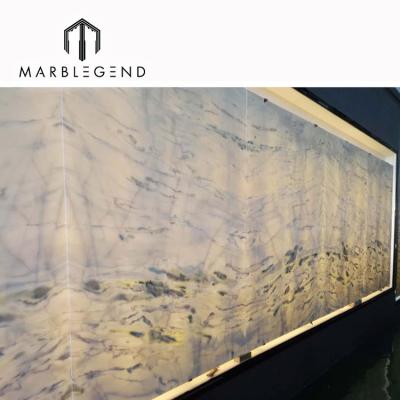 China Modern Creative Design White Backlit Onyx Panel Wall Background Room Russia Style Stone Price for sale