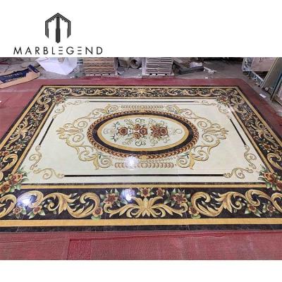 China Traditional Hotel Lobby Flooring Inlay Water Jet Marble Luxury Marble Medallion for sale