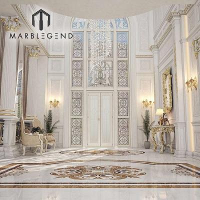 China Traditional Feature Waterjet Marble Flooring Design Tiles Designs Interior Waterjet Medallion Pattern for sale