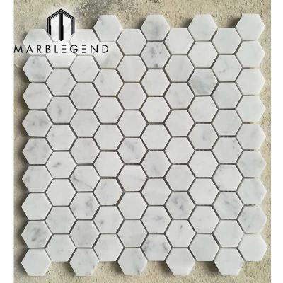 China Europe Modern Design Diamond Carrara Mosaic Hand Made Marble Mosaic Tiles for Wall and Backsplash for sale