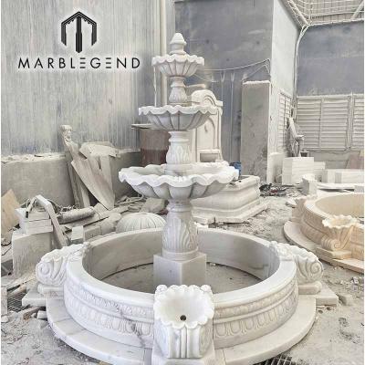 China Large modern hot sale outdoor high quality hand carving natural white marble water fountain for garden for sale