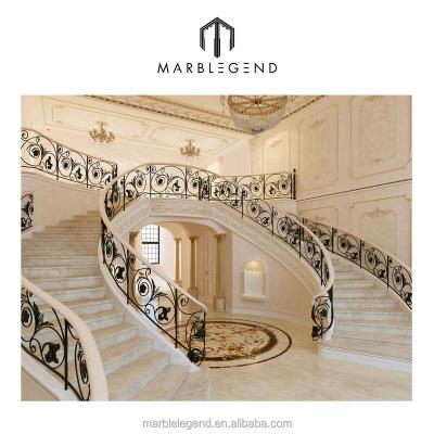 China Manufacturer Price Home Design Traditional Natural Stone Marble Tall Staircase for sale