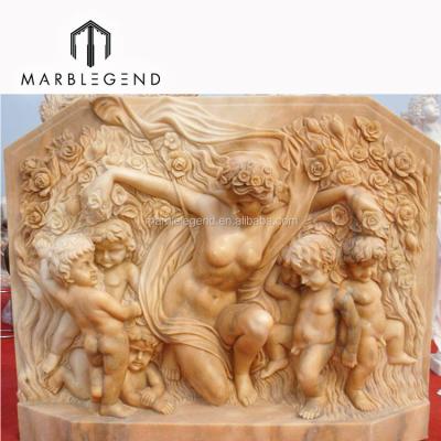 China China Modern Elegant Stone Marble Wall Drawing Relief Sculpture for sale