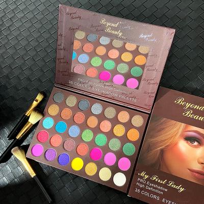 China Waterproof Customized Paletas De Maquillaje Sombra De Ojos De Marca 35 Rainbow Color High Dye Eyeshadow Palette Private Label Custom for sale