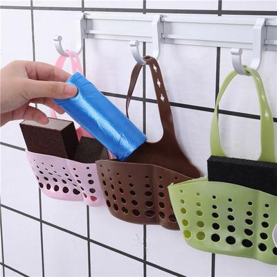 China Sustainable Kitchen Sinks Draining Shelves Hanging Basket Sponge Storage Racks Content Rack Faucet Sponge Organizer Draining Hanging Bag for sale