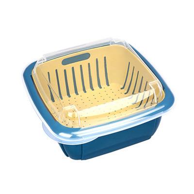 China Sustainable Double Layer Draining Plastic Basin Kitchen Drain Basket Refrigerator Drain Box Fresh-keeping Fruit Receiving Basket for sale