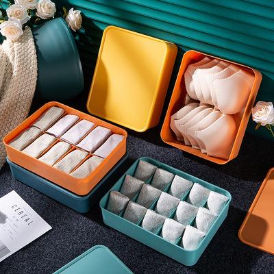 China Viable Hot Sale Branded Storage Box Covered Underwear Box Divided Underwear Box Socks for sale