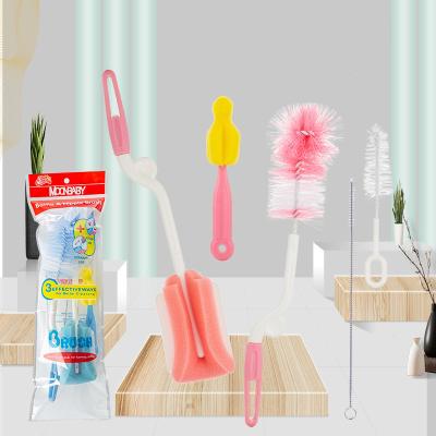 China Multi Fuction 5 in 1 PP/Nylon Baby Feeder Bottle Brush Bottle Cleaning Brushes with Nipple Remover and Holder Set for sale