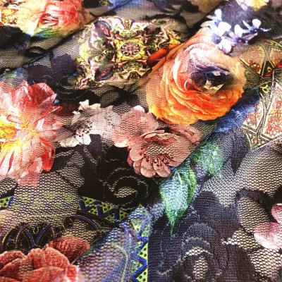 China Printed Fabric 2020 Mesh Fabric Lace Embroidery Paper Printed For Europe for sale