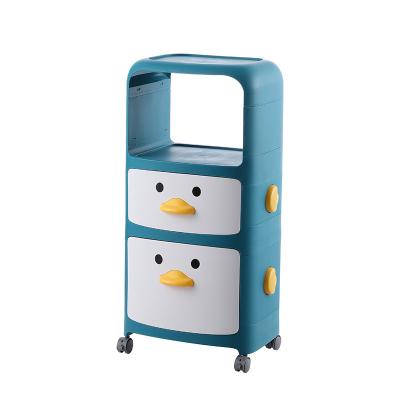 China Drawer type viable thickened cartoon children's storage cabinet multi-layer plastic household toys and books matching storage cabinet for sale