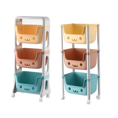 China Multifunctional Detachable And Assembled Sustainable Hot-selling Kids Toys Storage Plastic Rack With Rollers for sale